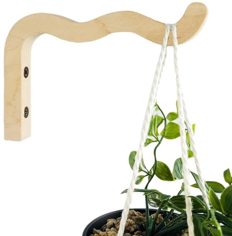 Wandhaken Pflanzenhalterung Holz, Pflanzenhalterung Blumenampelhalter, Wandhaken Blumenampel Holz, Blumenampelhalter, Wandhalter Haken, Für Vogelhäuschen, Blumenkörbe, Laternen, Hängekörbe, Windspiele