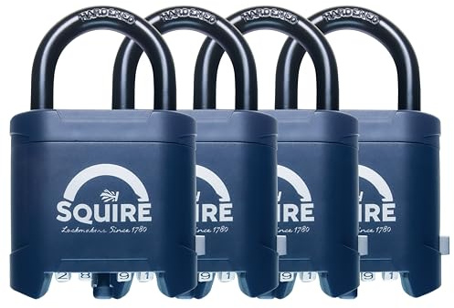Squire Mystic Combi BF60-4 Pack - Heavy Duty Combination Padlocks – Keyless 4 Wheel Code Locks – Anti-Theft – Ideal for Sheds, Garages, Gates, Toolboxes & Outdoor Security