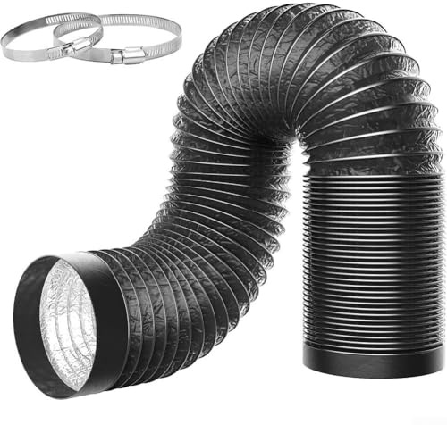 wenyouya 4 Layer Corrosion-Resistant Exhaust Duct Hose 10cm Diameter Aluminum Flexible Vent Pipe for Dryer Range Hood HVAC(2m black)