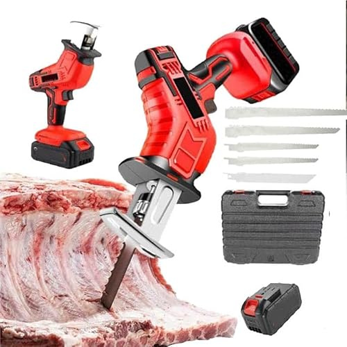 smafoseedding Handgeführte Akku-Knochensäge, Elektrische Kommerzielle Hausmetzgersäge, Gewicht Ca. 2 Kg, Dosenholz-/Knochenschneiden, Fleischsäge Zum Schlachten, Maximale Schnittstärke: 100 Mm