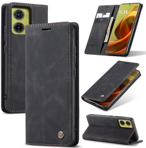 Azororo Cover per Motorola Moto G85 5G, Premium PU Pelle Custodia, Magnetica Carta Fessura Portafoglio Case, Flip Cavalletto Custodia per Motorola G85 - Nero