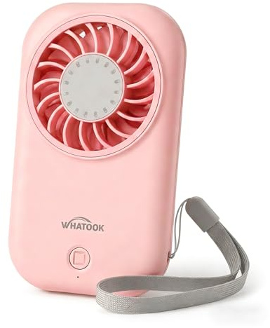 WHATOOK Mini Handventilator: 56g Ultra-Leicht Tragbarer, 11000 U/min Starker Handlüfter mit 5 Geschwindigkeiten, USB-C Wiederaufladbar Taschenventilator für Reise & Unterwegs, Make-up, Pink