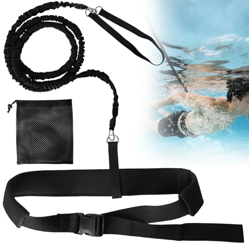 Cintura da Nuoto per Piscina, 2.5-7.5M Cintura per Allenamento di Nuoto, Elastico Fascia di Resistenza per il Nuoto, Guinzaglio per Piscina per Adulti e Bambini