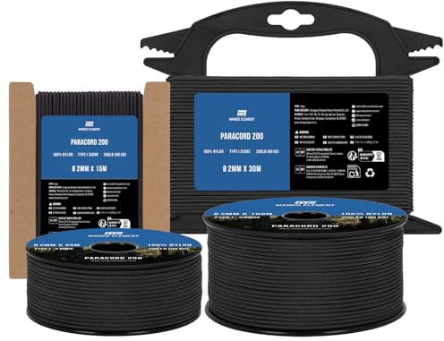 Manco Element Paracord 2mm 30m Nylonschnur 3 Kern Seil Type I Nylon Cord | 100% Nylon, 90kg (200lbs) Tragfähigkeit, Ideal für DIY, Basteln, Outdoor, Camping, Spule