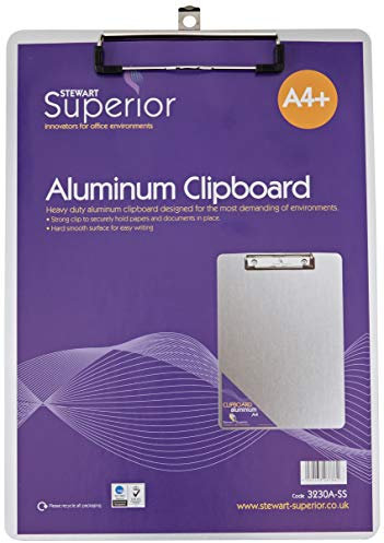 Seco Stewart Superior 3230A-SS A4 Aluminium-Klemmbrett mit robustem Clip