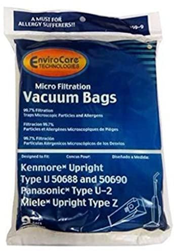 EnviroCare Replacement Vacuum Bags for Kenmore Upright Type U/L/O 50688 and 50690, Panasonic Type U-2, Miele Type Z. 9 Pack…