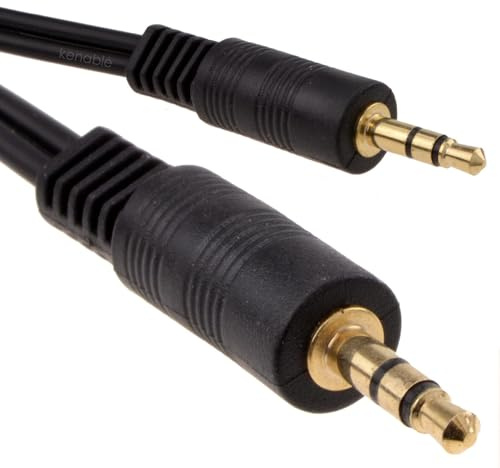 kenable 3.5mm Stereo Jack to Jack Audio Cable Gold Plated Connectors Auxiliary Lead 1.2m Black