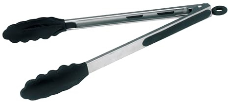 Winco 12 Heavy-Duty Stainless Steel Utility Tongs Silicone Grips and Lock Clip