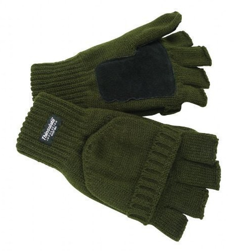 Jägerhandschuhe oliv mit klappbaren Fäustlingsteil Jagd Outdoor Sport (L)