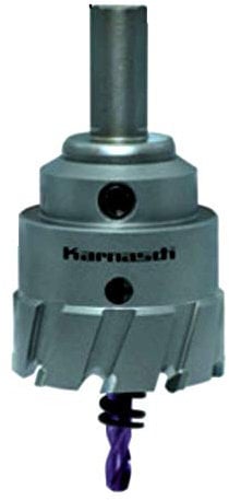 Karnasch POWER-MAX Hartmetall-bestückte Lochsäge, Durchmesser 30 mm, Nutzlänge 30 mm, komplett mit Schaft, Zentrierbohrer und Auswurffeder, 1 Stück, 201130030
