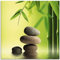 ARTland Wanddeko Glasbilder Wandbild Glas Bild einteilig Quadratisch Asien Wellness Zen Steine Spa Blätter Entspannung Bambus Grün T9PN
