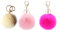 NOVAGO Lot de 3 Pompons Porte Clé Bijou de Sac à Main en véritable Poil de Lapin, Toucher Doux Garanti (crème, Fuschia, Rose)