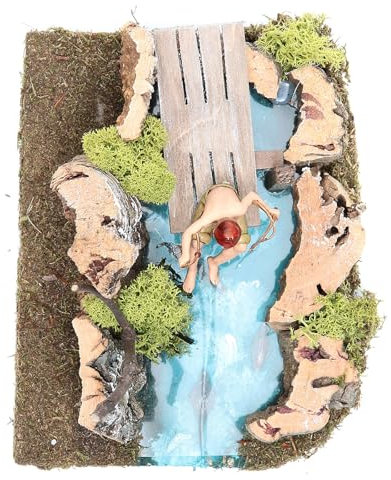 Holyart Fluss mit Fischer 10x20x13cm für Krippe
