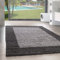 SIMPEX Teppich Wohnzimmer Shaggy Moderne Bordüre Design Grau 160 x 230 cm - Hochflor Teppich Schlafzimmer Extra Weich und Pflegeleicht - Flauschiger Teppich Langflor für Küche Carpet Living Room