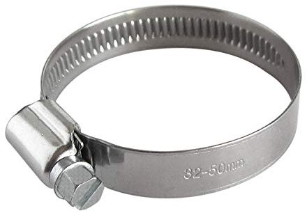 1 Stück HKB ® EDELSTAHL Schlauchschellen, komplett INOX W4 V2A, Schnecke ebenfalls Edelstahl, Spannbereich 32 bis 50 mm, Bandbreite 12 mm, DIN 3017, Industriequalität, mit Schneckengewinde, 20463