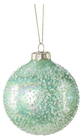 creativ home Glas- Weihnachtskugel- HÄNGER. 4 STÜCK. Ca 8 cm. 4 Christbaumkugeln. EISGRÜN -54