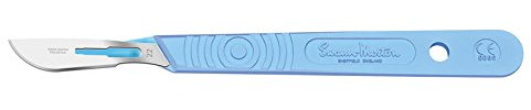 Swann-Morton Bisturi Monouso, con Manico Graduato in Plastica e Lama n. 22 in Acciaio Inox, Scatola da 10 Bisturi imbustati singolarmente