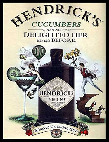 Hendrick's gin never delighted her like this before retro shabby chic vintage style picture metal wall plaque sign (200mm x 150mm)