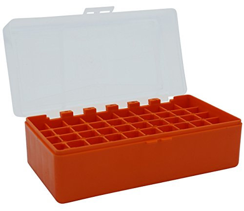 WPW Waffenpflegewelt Patronenbox aus robustem Kunstoff mit Klappdeckel für Kaliber 6 mm, Kaliber 6 PPC, Kaliber .22-250 - 50 Patronen orange