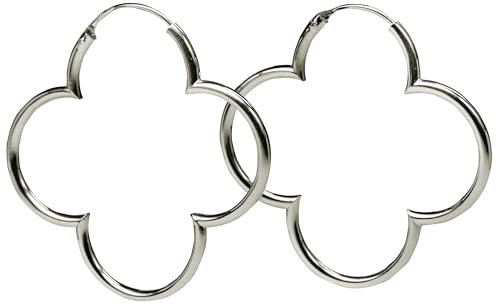 SILBERMOOS Damen Creolen große Blumen Kleeblatt glänzend 925 Sterling Silber Ohrringe