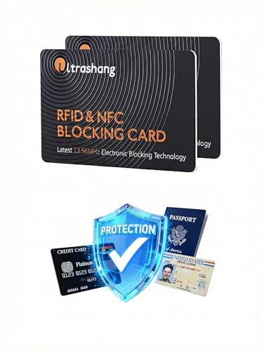 Core-protection RFID Blocking Card for Wallet: Ultra-Slim NFC Signal Blocker for Credit Card & Passport - Anti-Theft for Travel Safe Without Bulky Sleeves - No Battery Needed, Fits Men & Women,2-Pack