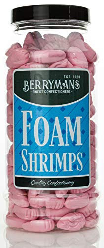 Original Foam Shrimps Retro Gummy Sweets Gift Jar by Berrymans Sweet Shop - Classic Sweets, Traditional Taste.