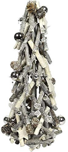 Maury's Albero di Natale Cono 40cm Crystal Innevato già Pronto Lagno Naturale innevato Shabby Ideale per Le tue ricorrenze Artificiale per Interno
