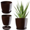 KADAX Élégant Pot à Fleurs/Plantes avec Soucoupe Forme Ronde et élégante en Plastique léger pour l’intérieur et la Maison Cache-Pot pour Fleurs, Plantes Ø 12 cm Marron