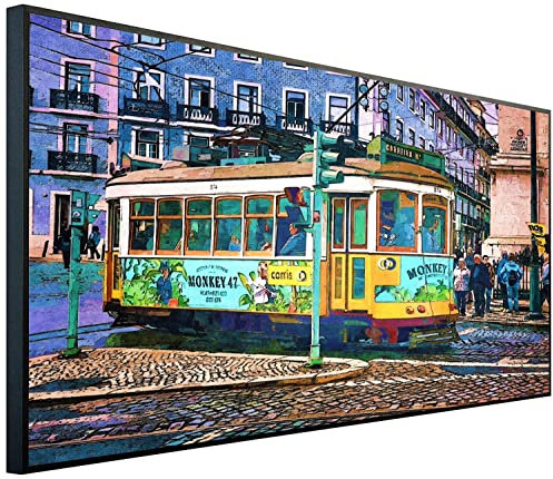 Ecowelle Infrarotheizung mit Bild | 750 Watt | 60x120 cm | Infrarot Heizung| | Made in Germany| f 154 Straßenbahn malen
