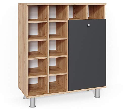 Vicco Badschrank Fynn, Badmöbel, Anthrazit/Goldkraft Eiche, 78.4 x 91.6 cm
