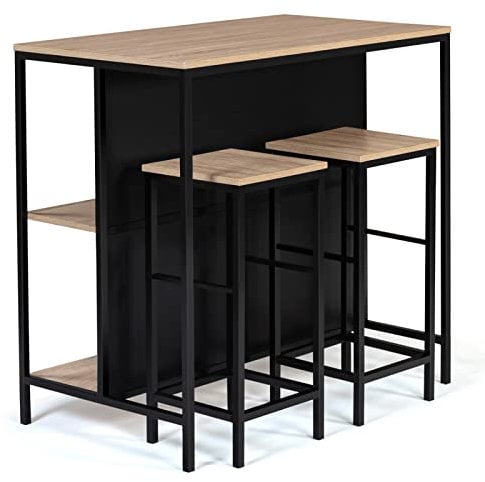 IDMarket - Ensemble Table de Bar îlot Detroit et 2 tabourets Design Industriel