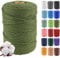 4 mm x 300 m Cordon en Coton macramé Doux, 4 brins torsadés Coton Naturel pour Suspension Murale, Bricolage, Artisanat, Tricot, projets de décoration,Olive Verte