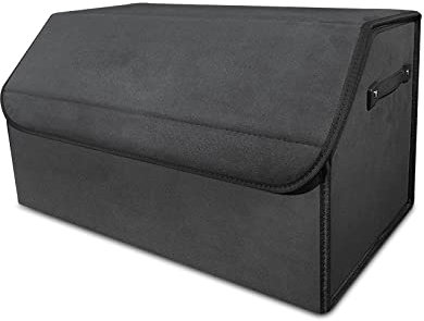 Ergocar Kofferraum Organizer, Zusammenklappbarer Aufbewahrungsbox für Auto Zubehör mit Fächern, Autotasche Auto Kofferraum Box mit Deckel und Griffe, Rutschfester Boden, Sicherheitsgurt, Praktisch
