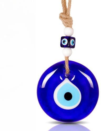BCS Blauer böser Blick Dekor Home Wandbehang 8,9 cm Glas handgefertigt türkisches Nazar Amulett Glück und Schutz Charm