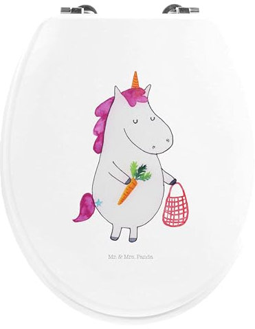 Mr. & Mrs. Panda Motiv WC Sitz Einhorn Gemüse - Geschenk, Einhörner, Klobrille, Einhorn Deko, Toilette, Klodeckel, WC-Sitz, Unicorn, Toilettendeckel,