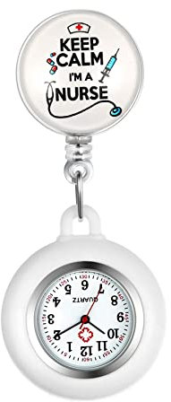 Silverora Krankenschwester Uhr einziehbare Clip-on Taschenuhr mit Stethoskop-Revers Fob Taschenuhr Arzt Schwesternuhr Silikonhülle für Damen und Herren