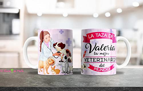 Genérico ERDM REGALOS/Tazas Profesiones Medicas/La Taza de la Mejor veterinaria del Mundo/Taza Personalizada con Nombre para (Veterinaria)