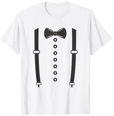 Smoking-Kummerbund-Hosenträger mit Fliege, Schwarz T-Shirt