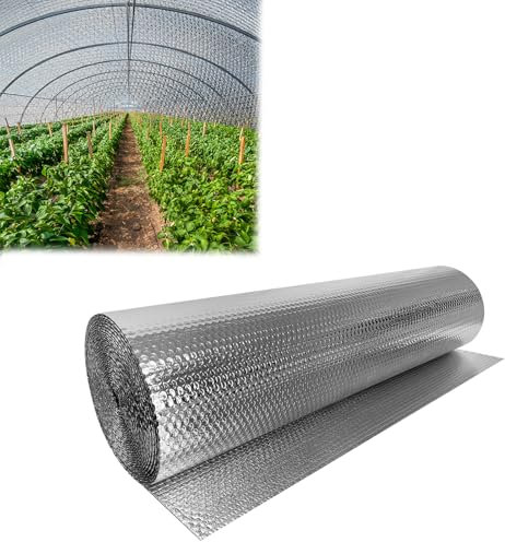HENGMEI Isolierfolie Dämmfolie Doppelte Alu Hausdämmung Luftpolsterfolie 3-4mm Isolierband Isolierungsfolie für Wärmedämmung, Kälteschutz (100cm x 30m)