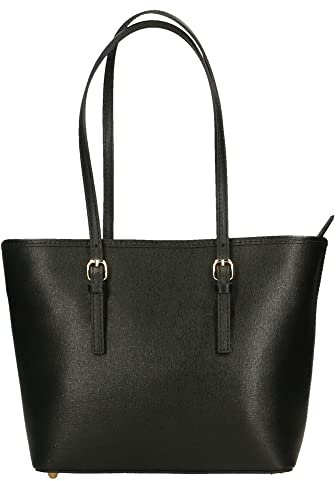 Gave Lux Damen-Umhängetasche aus echtem Saffiano-Leder. Italienisches Handwerksprodukt. Hergestellt in Italien GLX22330323FBG-SF28_BLACK 26x23x12 cm