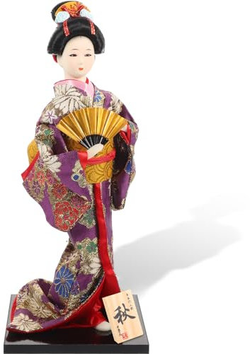 Beavorty Japanisch e Geisha-Ornamente Asiatische Mädchenpuppenfigur Traditionelle e Puppe e Maiko-Puppe Kimono-puppenfigur Hotelverzierung Stoff Bücherregal Miniatur Büro