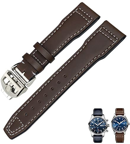 EPANO Uhrenarmband aus echtem Leder, 20 mm, 21 mm, 19 mm, 22 mm, Rindsleder, für IWC Mark Big Pilot Spitfire Portofino Uhrenzubehör, 21 mm, Achat