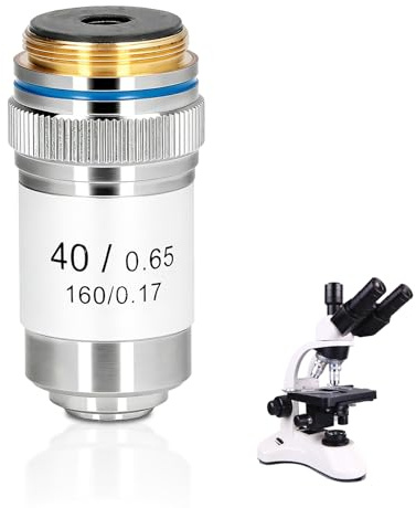 40X Microscope Lens, Achromatic Microscope Objective 160/0.17 High Magnification Biological Achromatic Microscopes Objective Lens 0.65mm Aperture 20.2mm Thread for Compound Magnifier Supplies