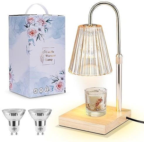 Altueey Dimmable Electric Candle Lamp Warmer with 2 Bulbs and Timer, Vintage Wax Melter, Aromatic Candle Holders for Home Office Bedroom Decor Gifts