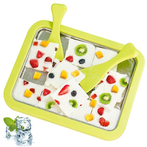 Plancha Para Hacer Helados 3pcs/Set Maquina De Helado PequeñO Fabricante De Helado Enrollado De Acero Inoxidable Placa De Rodillo De Hielo De Helado Heladera InstantáNea