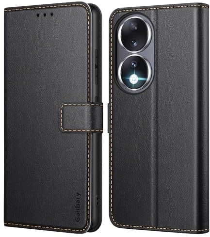 Ganbary Cover Compatibile con Honor 90, Premium Pelle PU Flip Libro Custodia [Protezione Completa] [Slot per Scheda] [Funzione di Supporto], Nero (Non per Honor 90 Smart/Lite)