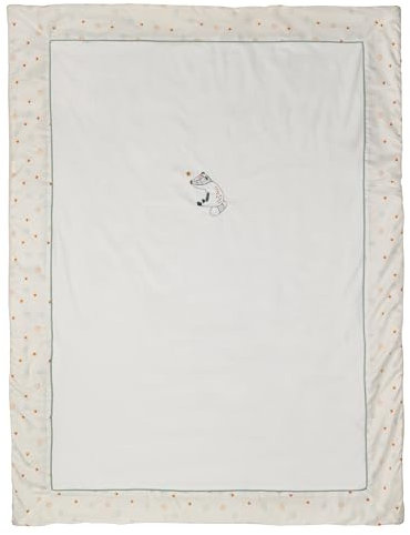 Nattou Große Kuscheldecke aus Baumwolle und Polyester, Dachs Felix, 100 x 135 cm, Felix und Leo, Weiß