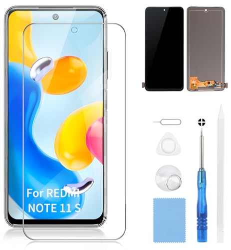 Beefix Pantalla para Xiaomi Redmi Note 11 LCD Pantalla de Repuesto Note 11s Pantalla Táctil Digitalizador Ensamblaje con Herramientas 2201117TG 2201117TI Negro