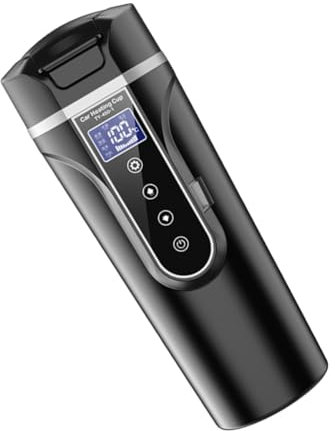 DEARMAMY Bollitore Elettrico Portatile Acciaio Inossidabile Per Auto e Casa Scaldacqua Automatico Tazza Elettrica Nera Per Viaggi e Uso Domestico