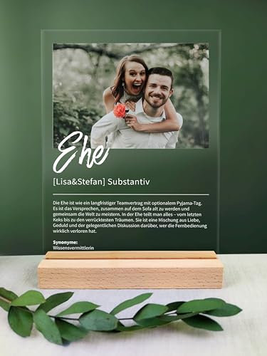 Ehe Geschenk personalisiert - Acryl Geschenk - Definition: Ehe - Ehe Geschenk, Hochzeitstag, Geschenk zum Hochzeitstag, Lebenspartner, Bestes Team